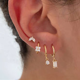 Shining Star Stainless Steel Huggie Earring Set in Gold or Silver - 2 pc each